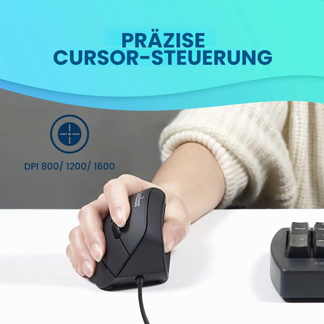 Perixx 11209 PERIMICE-515 II Ergonomische Vertikale Maus - 1000/1600 DPI - Natürliches vertikales De