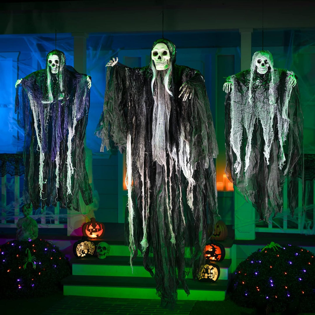 JOYIN 3 Stück Halloween Sensenmann Dekoration zum Aufhängen, Halloween Sensenmann Hängegeister für S