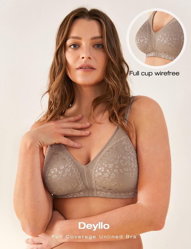 Deyllo Damen Vollschalen Minimizer BH Nicht Bügel Grosse Grössen BH Klassischer Toffee005-1 80B, Tof