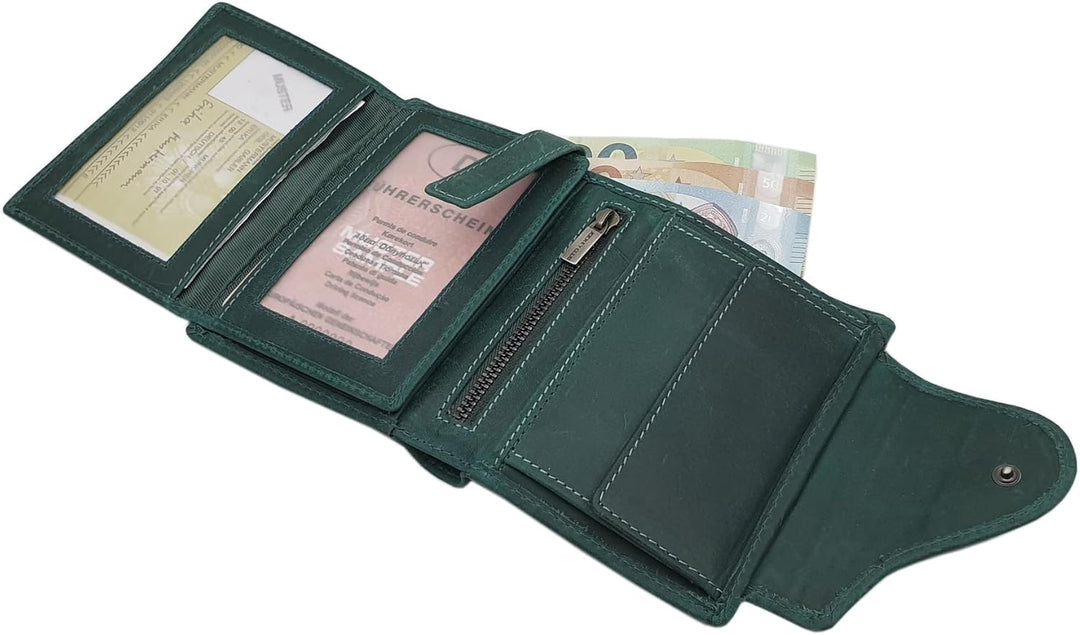 myledershop Vollrindleder Damen Hochformat Geldbörse/Geldbeutel/Portemonnaie mit Aussenriegel und RF