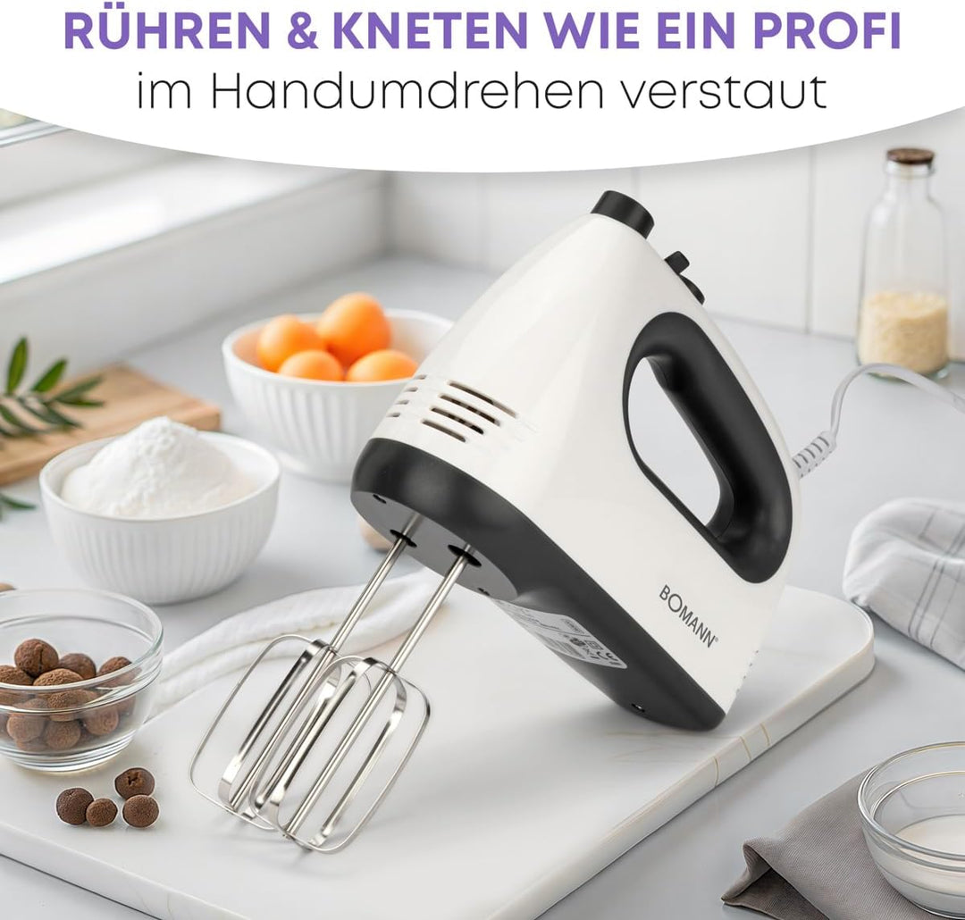 Bomann® Mixer | kraftvoller 400 Watt-Motor | Handmixer | Turbostufe & 5 Geschwindigkeitsstufen | Han