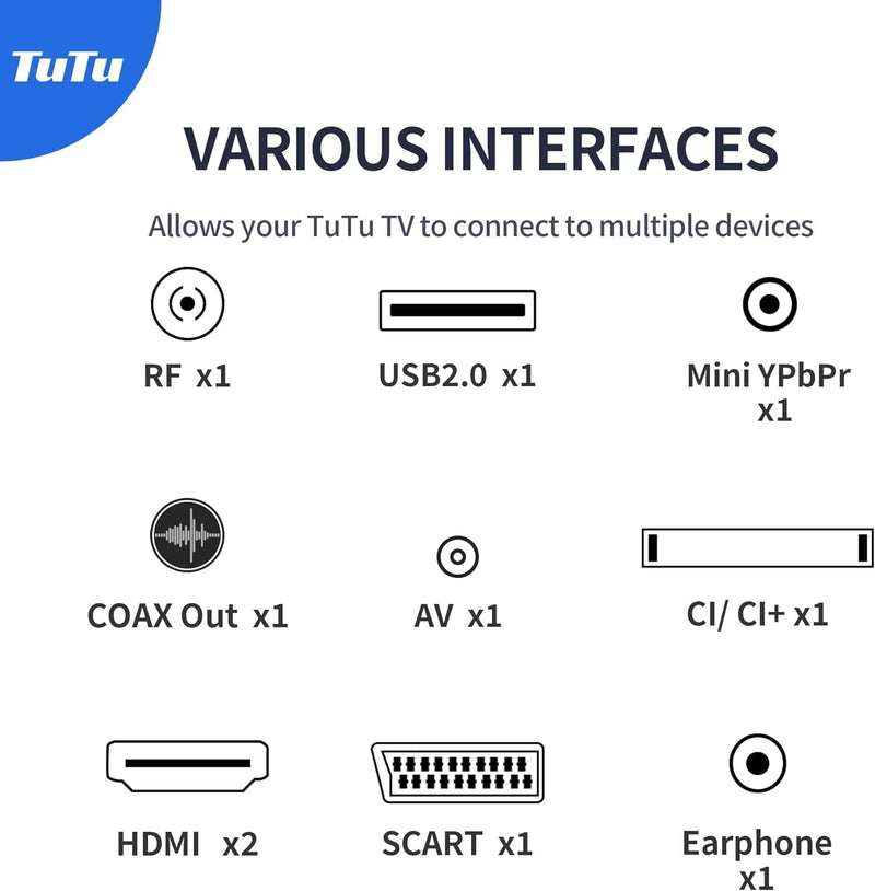 TuTu 42 Zoll(106cm) TV Fernseher Full HD LED TV Triple Tuner(DVB-T/T2-C-S/S2) HDMI USB CI/CI+ Hotelm