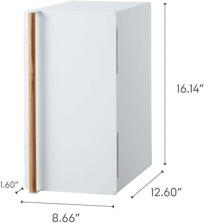 Yamazaki 5682 TOSCA Brotkasten, hochkant, weiss, Stahl/Holz, Minimalistisches Design