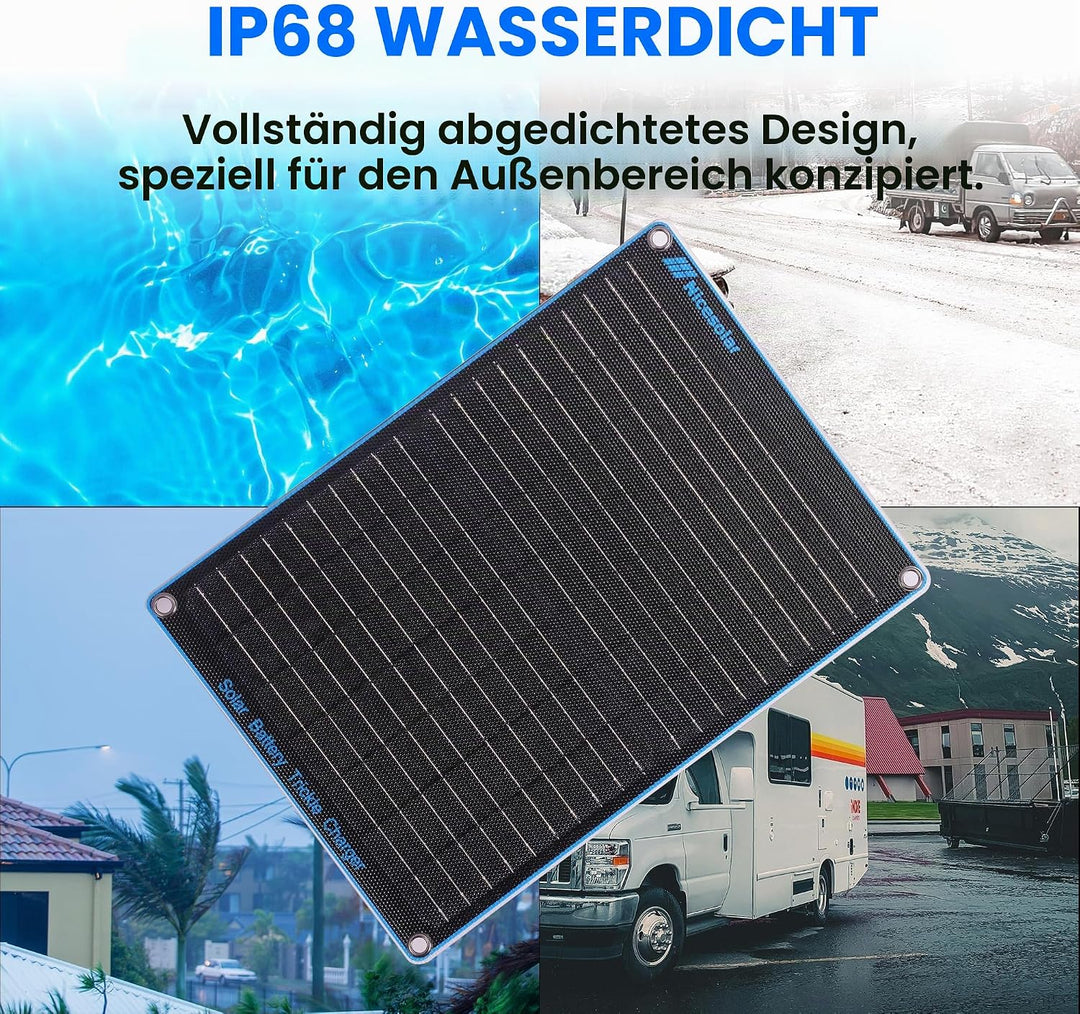 Nicesolar 20W 12V Solarpanel Auto-Batterie Erhaltungsladegerät &amp; Maintainer mit Zigarettenanzünder-S