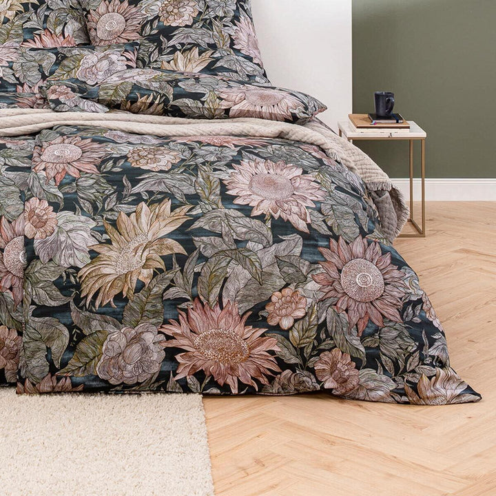 ESTELLA Mako-Satin Bettwäsche Willa Nachtblau 135x200 cm + 80x80 cm + 40x80 cm