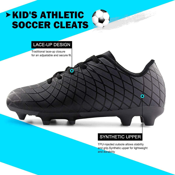 JABASIC Kinder Soccer Boots Jungen Mädchen Sportlich Draussen Fussballschuh 33 EU Schwarz, 33 EU Sch