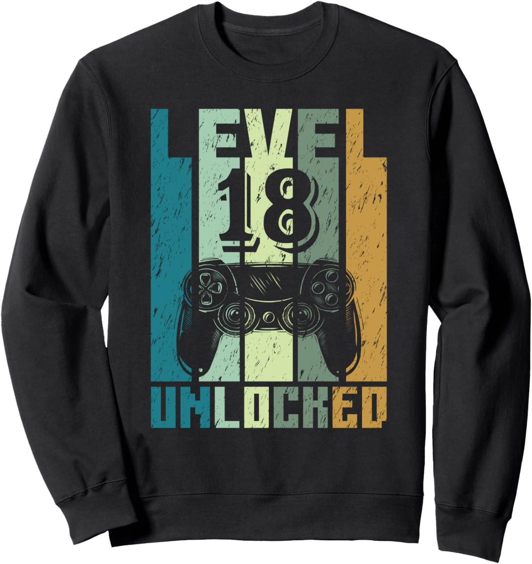 18. Geburtstag Gamer Zocker Geschenk Level 18 Unlocked Sweatshirt