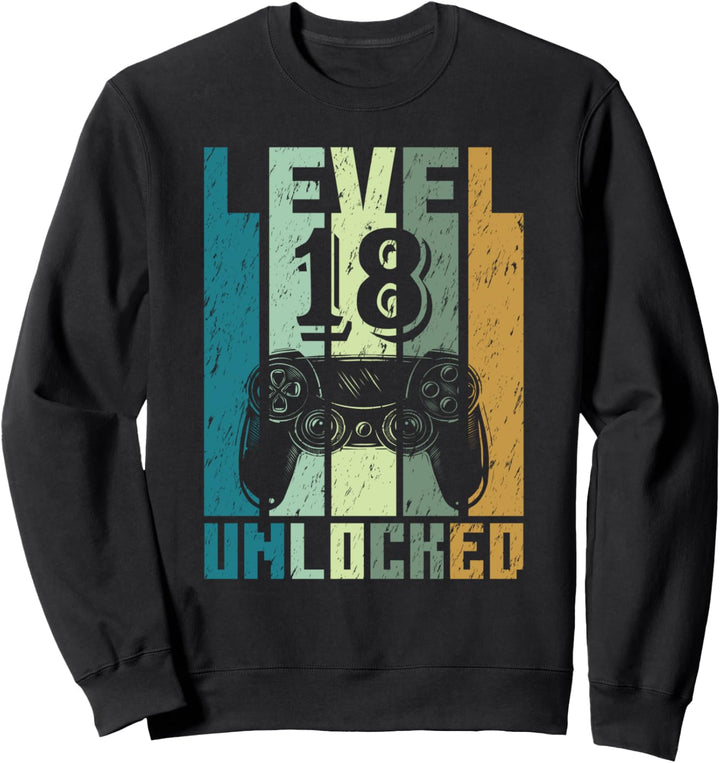18. Geburtstag Gamer Zocker Geschenk Level 18 Unlocked Sweatshirt