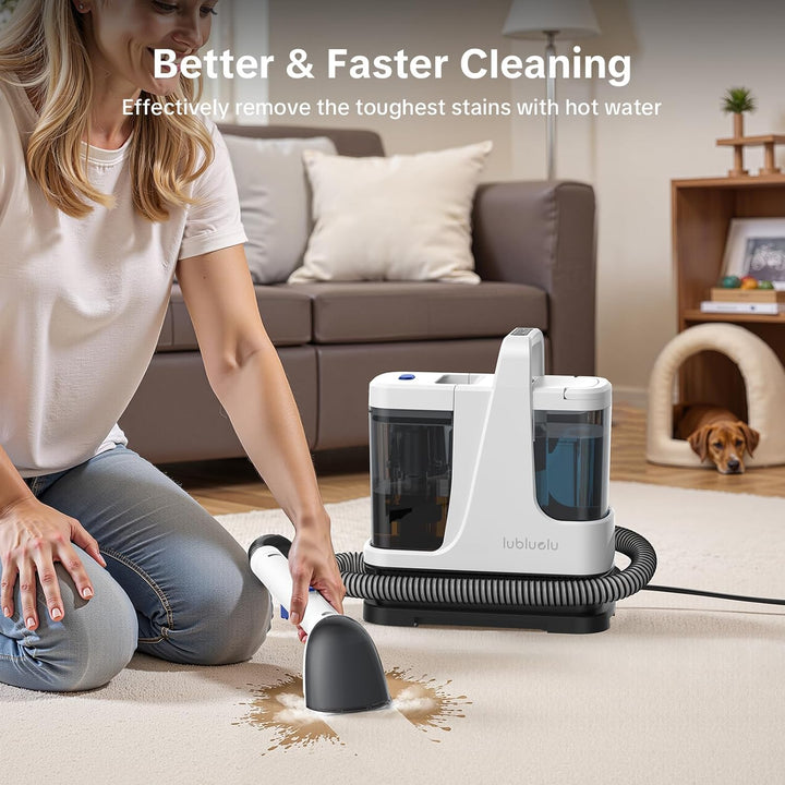 Lubluelu 4 Modes Carpet Cleaner Machine with Inhalation mode&Steam&Hot&Cold Water System 22Kpa Power