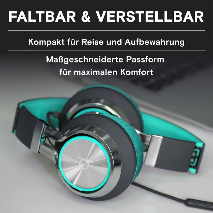ARTIX® CL750 Premium Wired On Ear Headphones with Microphone, Comfortable Noise Isolating Design, 3.