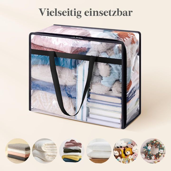 Lifewit 3 Stück Transparente Plastik Aufbewahrungstasche, 40L Kleiderschrank Organizer Aufbewahrungs