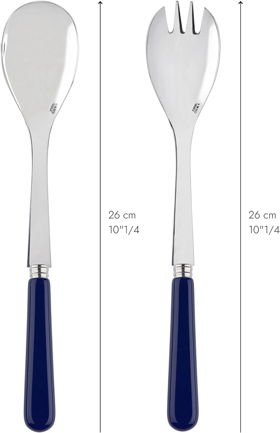 SABRE PARIS - Salatbesteck, 2-teilig 26 cm - Pop - Edelstahl &amp; Acryl - Spülmaschinenfest - Marinebla