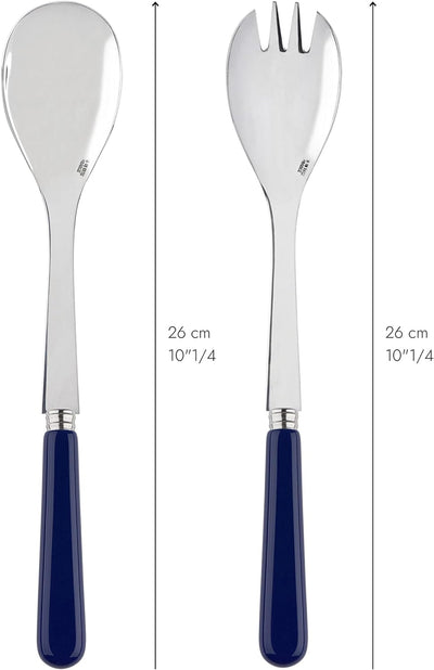 SABRE PARIS - Salatbesteck, 2-teilig 26 cm - Pop - Edelstahl & Acryl - Spülmaschinenfest - Marinebla