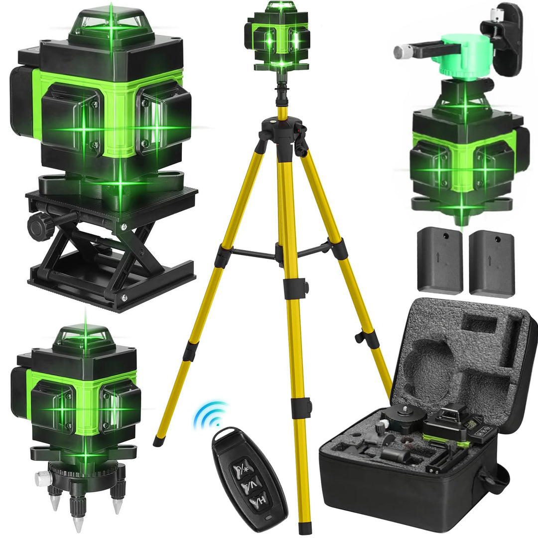 Kreuzlinienlaser mit Stativ, Grüner Laserstrahl 4 x 360°, Laser Level 4D 16Linien,Kreuzlinienlaser m
