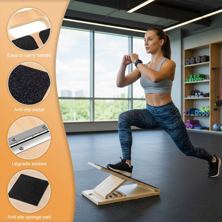 Tragbares Balance Board Holz,Verstellbares Gleichgewichtstrainer,Wadendehner-Schrägbrett zum Dehnen