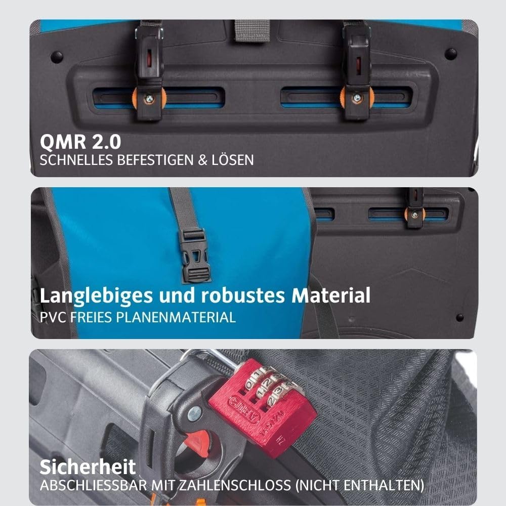 VAUDE Fahrradtaschen für Gepäckträger Aqua Back 2x24L, 2 x Hinterradtaschen wasserdicht, Fahrrad Gep