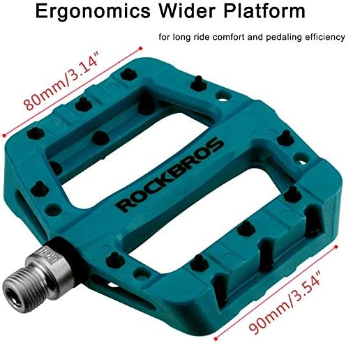 ROCKBROS Fahrradpedale Nylon Composite Flatpedale 9/16 MTB Pedale 3 Bearing rutschfest Wasserdicht A