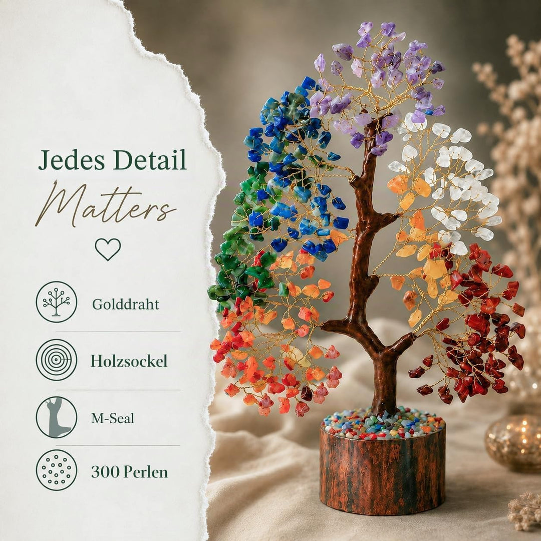 Seven Chakra Natural Gemstone Healing Tree Bonsai for Crystal Reiki Healing Balancing Good Luck Weal