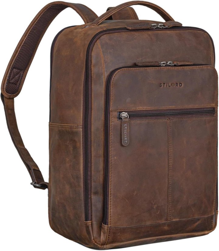 STILORD 'Gordon' Rucksack Leder Herren und Damen Messenger Rucksack Laptop 17 Zoll Lederrucksack Dam