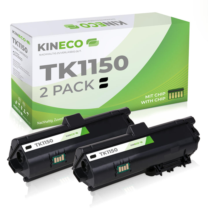 Kineco 2 Toner kompatibel mit Kyocera TK1150 TK-1150 für Kyocera Ecosys P2235dn P2235dw M2135 M2635