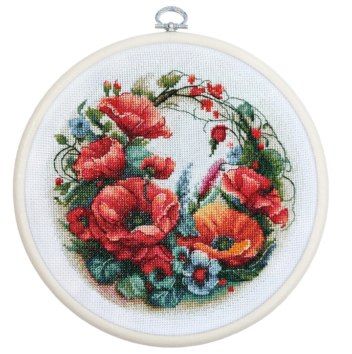 Luca-S Kreuzstich-Set mit Reifen inklusive Zusammensetzung mit Mohnblumen, BC209, Kreuzstich-Set nac