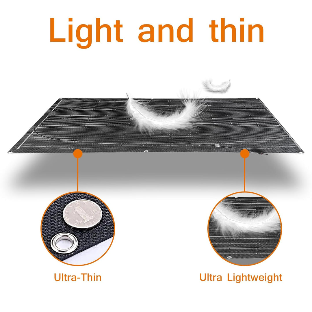 200W 12V Solarpanel Flexibel 2x100W 18V ETFE Monokristallin Solarmodul für 12V/24V Batterien Marine