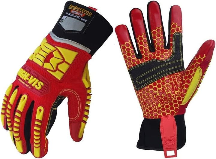 Seibertron HIGH-VIS HRC5 Rigger Silikon Grip Cut 5 Impact Viz Heavy Duty Handschuhe Abrieb Öl & Gas