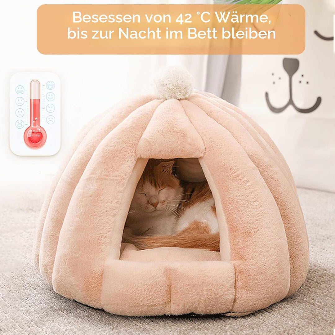 Galatée Katzenhöhlenbett, Waschbares Katzenkissenbett Mit rutschfeste Unterseite, Haustierbett Mit A