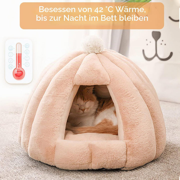 Galatée Katzenhöhlenbett, Waschbares Katzenkissenbett Mit rutschfeste Unterseite, Haustierbett Mit A