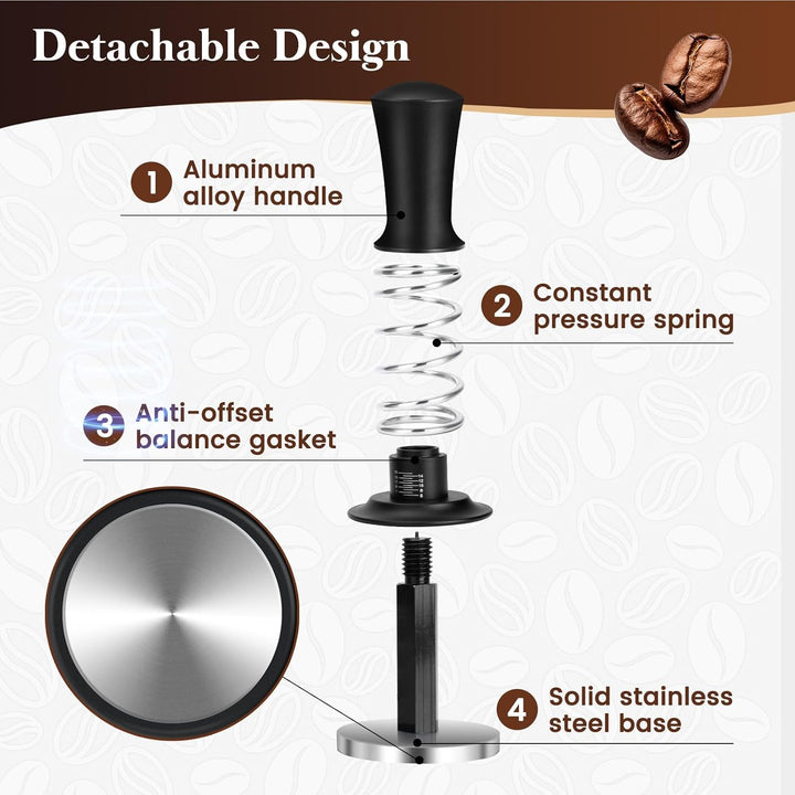 Kaffee Tamper Set 51mm,Kaffee Espresso Tamper,Kaffeerührer Werkzeug Espresso,Verteilerwerkzeug mit 6