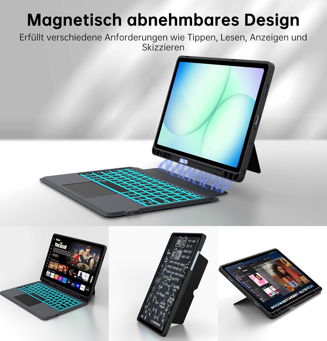 für Samsung Galaxy Tab A11+ Plus/A9+ Plus 11 Zoll Hülle mit Tastatur: Tab A9+/A11+ Plus Deutsches QW