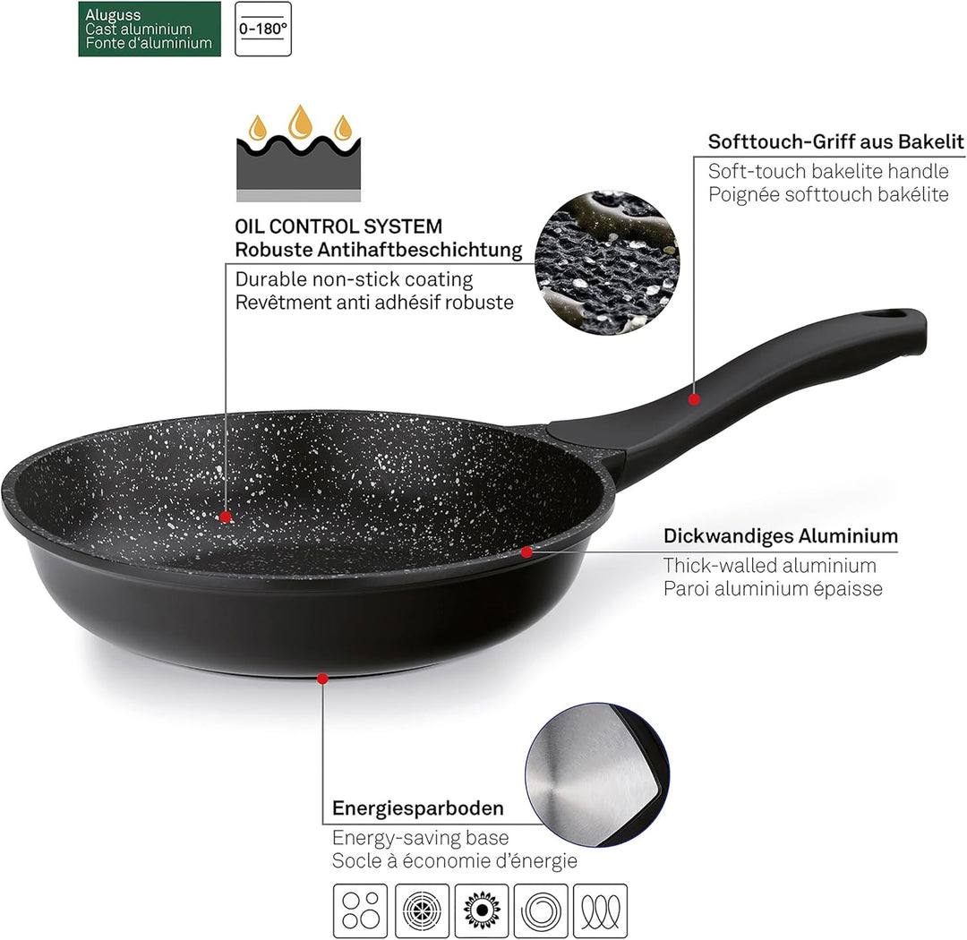 Kela 12216 Stella Nova Bratpfanne, Aluminum, 2 quarts, Schwarz Ø 24 cm, Ø 24 cm