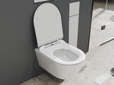 SSWW | Hänge-WC mit abnehmbaren WC-Sitz, weiss, spülrandlose Toilette, Nanobeschichtung & Absenkauto