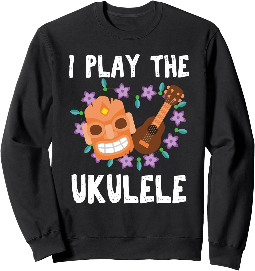 Ich Spiele Ukulele Maske Blumen Gitarrist Akustik Musik Uke Sweatshirt