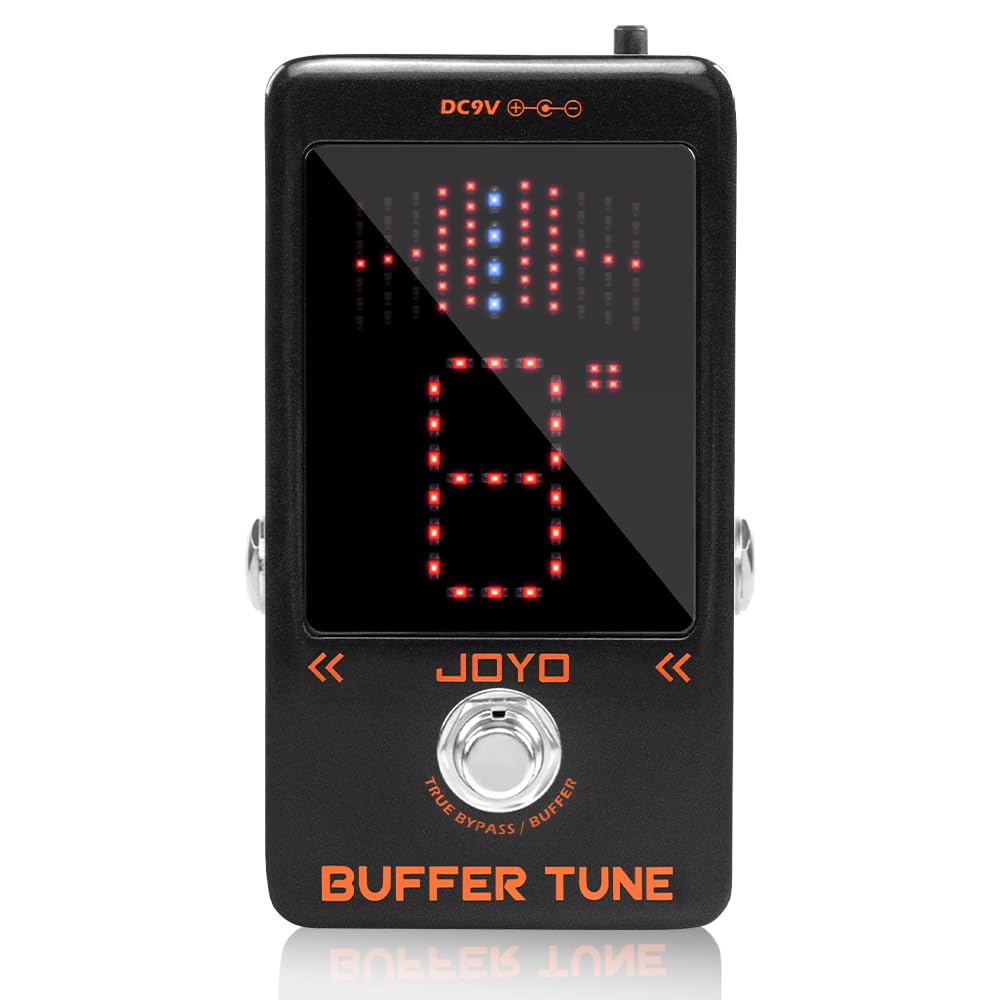 JOYO Buffer Tune Tuner Pedal mit Eingebautem Puffer Präziser Stimmung und LED-Bildschirm für Gitarre