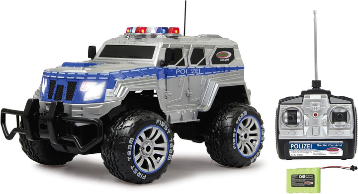 JAMARA 410032 - Polizei Panzerwagen Monstertruck 1:12 LED 27MHz - 11 LED Signallichter ausschaltbar,