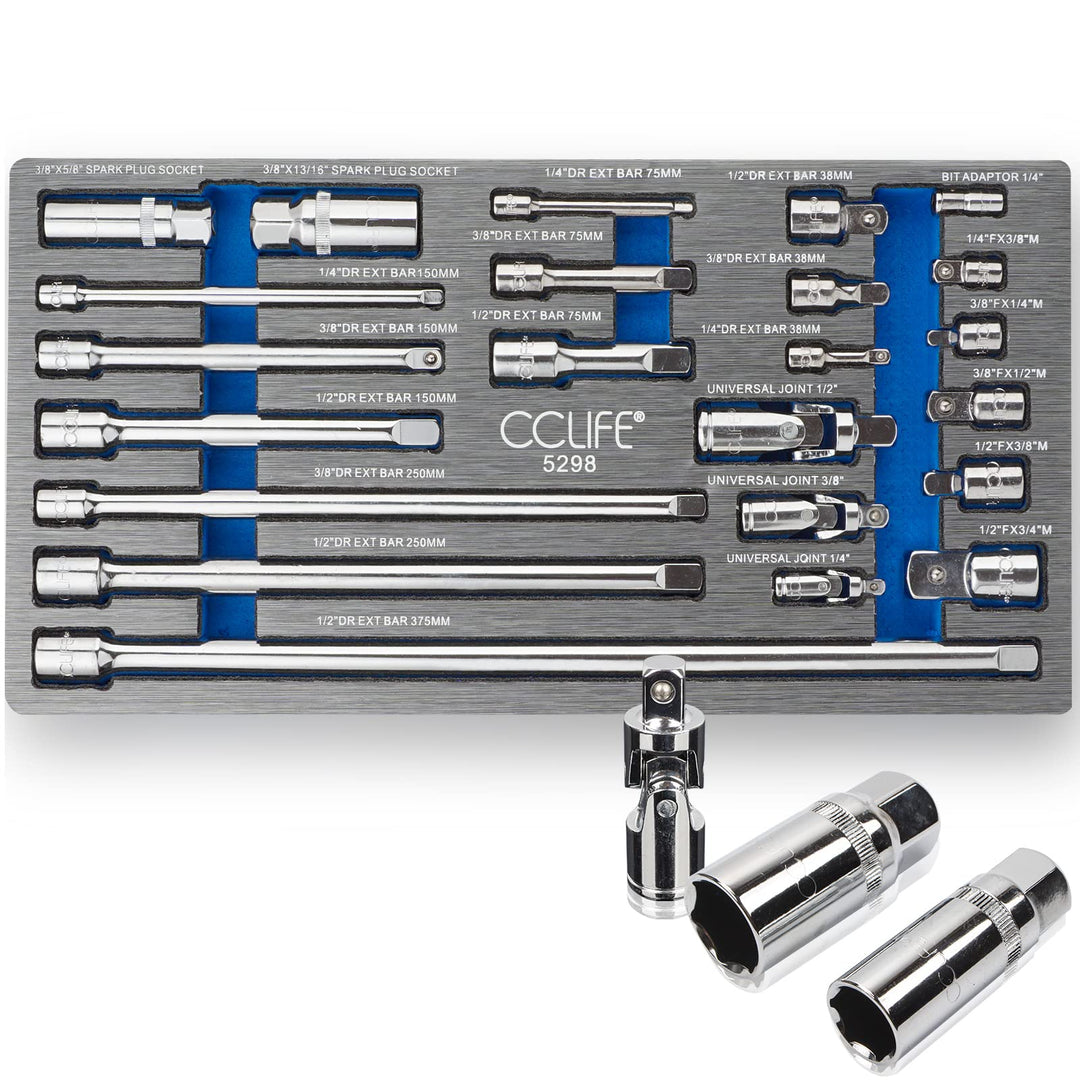 CCLIFE 23tlg Steckschlüssel Verlängerung Satz 1/4&