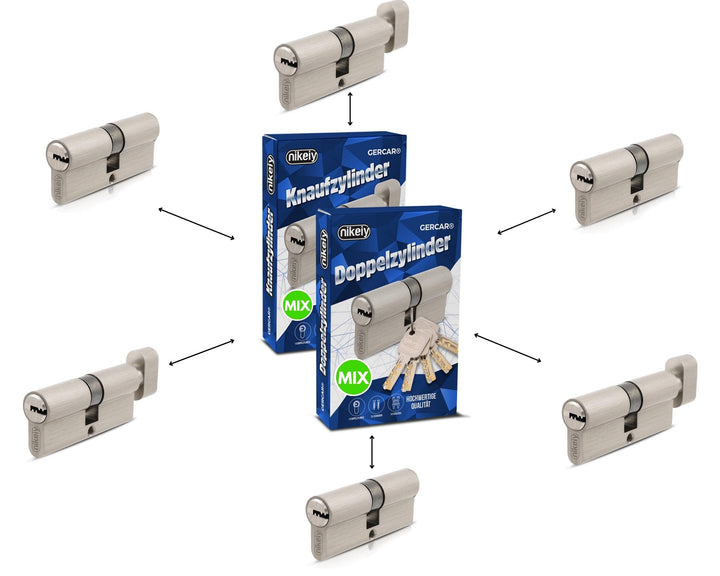 GERCAR Pro Schliesszylinder MIX 6er gleichschliessend nach Wunsch kombinierbar aus 6 Profilzylinder