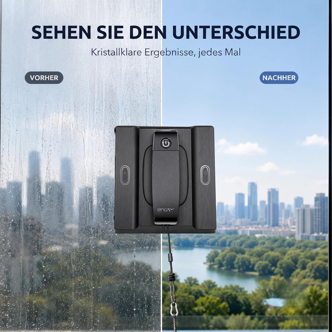 Fensterputzroboter M82, KI-Navigation, Automatischer Fensterreiniger mit 6-Düsen Sprühsystem &amp; Doppe