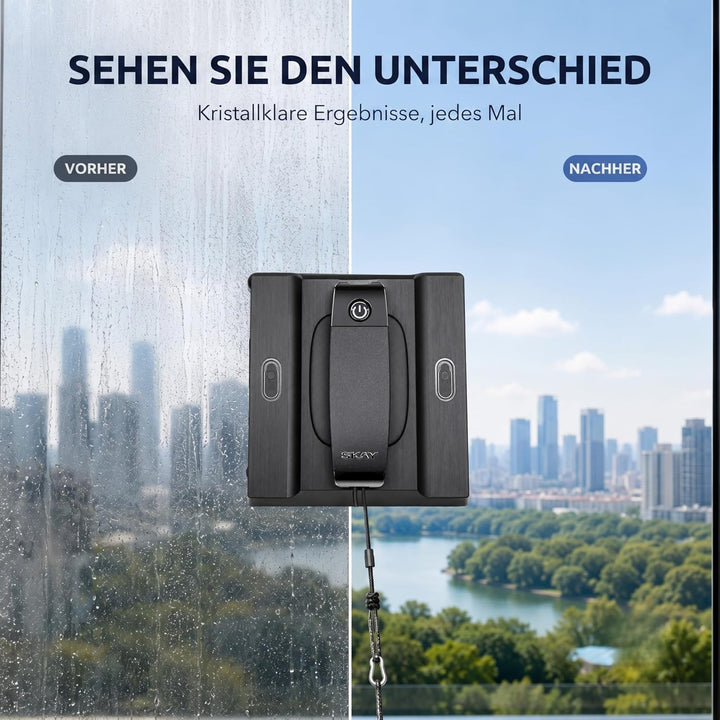 Fensterputzroboter M82, KI-Navigation, Automatischer Fensterreiniger mit 6-Düsen Sprühsystem &amp; Doppe