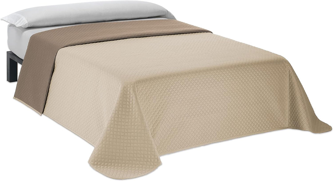 Martina Home Tagesdecke, wendbar, Leder, Beige Bett 135 cm Beige Leder, Bett 135 cm Beige Leder