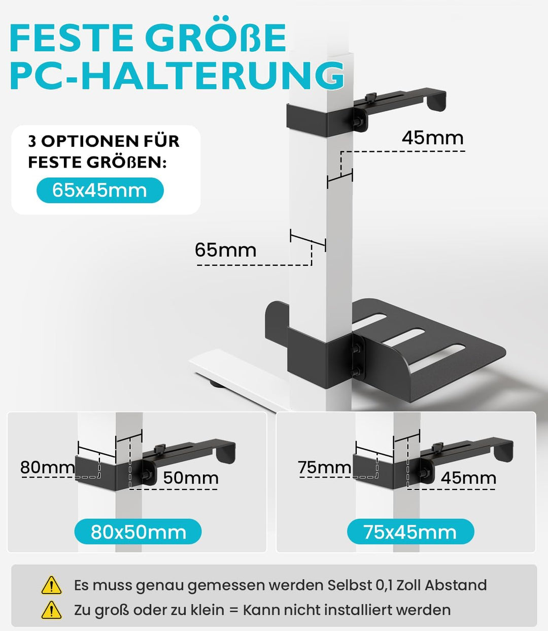 PC Halterung Unter Schreibtisch Ohne Bohren, CPU Halterung für Höhenverstellbarer Schreibtisch, Comp