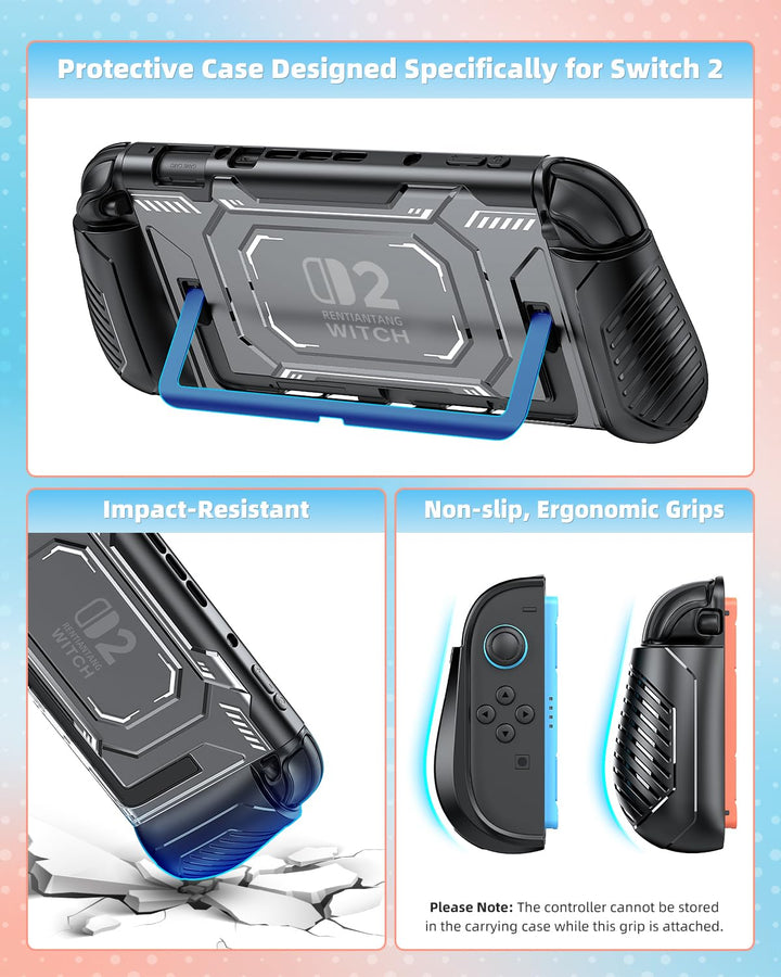 Switch 2 Pro Controller Zubehör-Bundle für Nintendo Switch 2, 2 × Schwarz | Tragetasche, Controller-