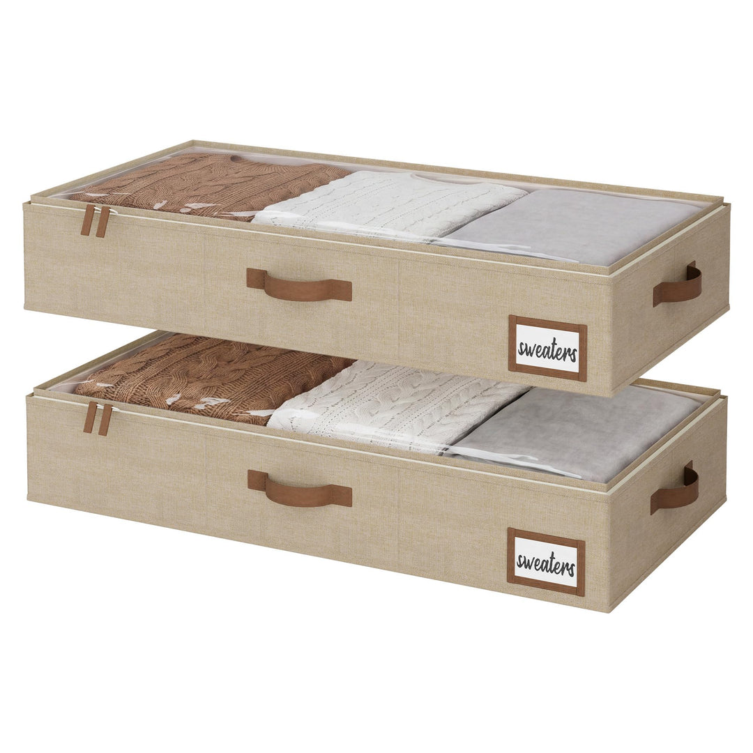 StorageWorks Unterbett Aufbewahrung, grosse Unterbett Aufbewahrungsbox mit Deckel Stoff, faltbare Un