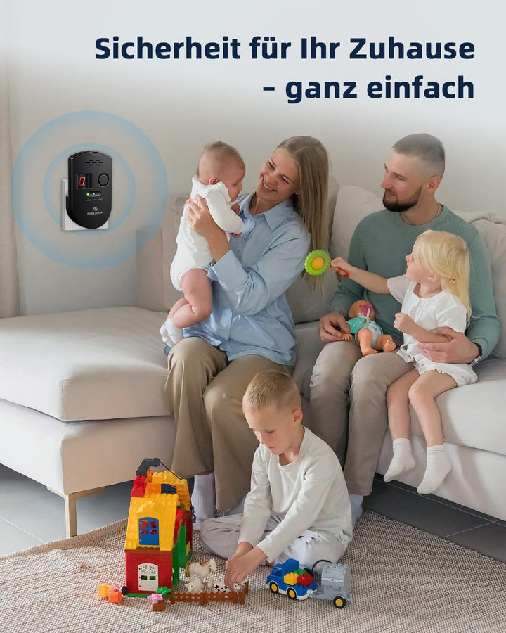Firlarm Gasmelder, Plug-in Gaswarner mit LED Digitalanzeige und 85dB Alarm, Portable Methan Propan B