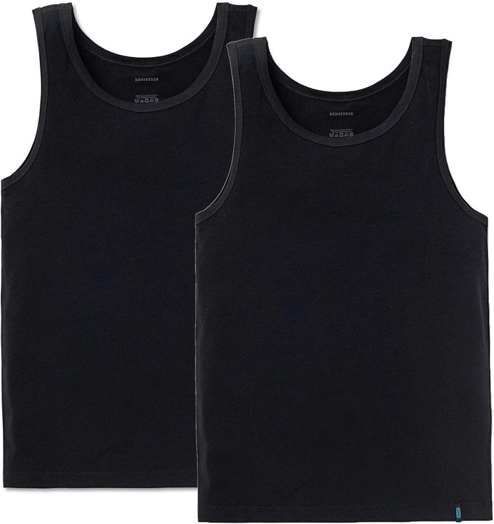 Schiesser Herren Achsel Shirt 95/5 2er Pack Farbe:Schwarz 000 M Schwarz, M Schwarz