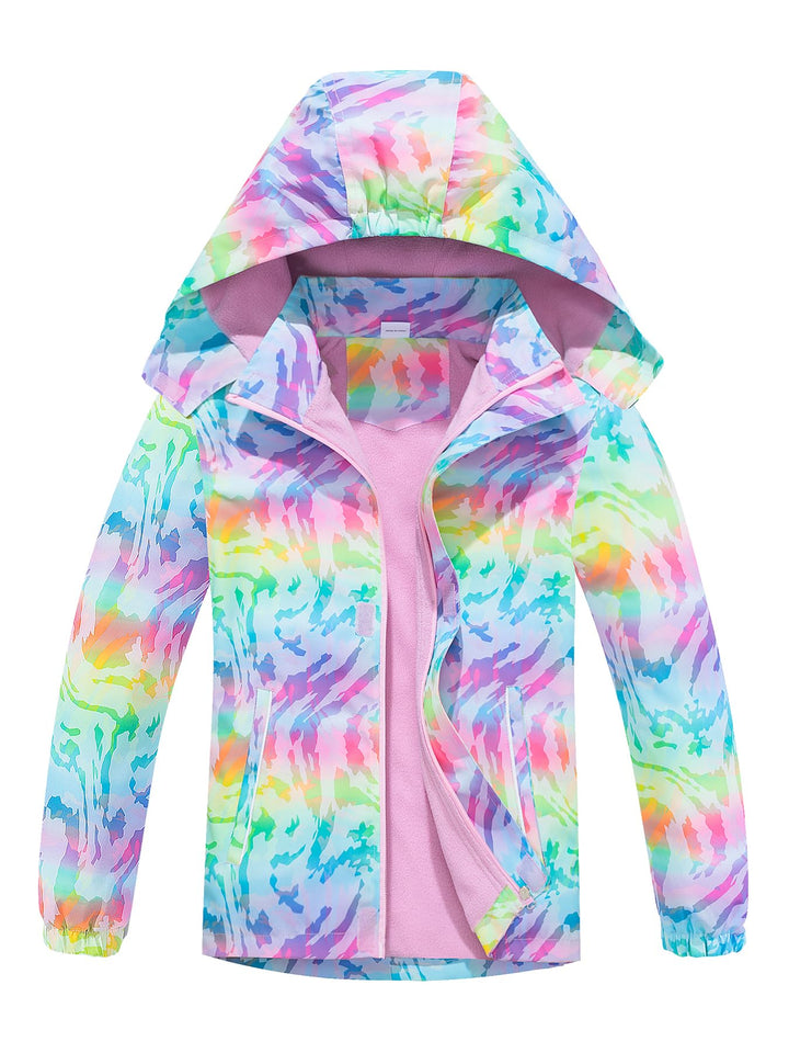 SERENYOU Mädchen Übergangsjacke Gefütterte Regenjacke mit Abtrennbare Kapuze 120 Stil 1, 120 Stil 1