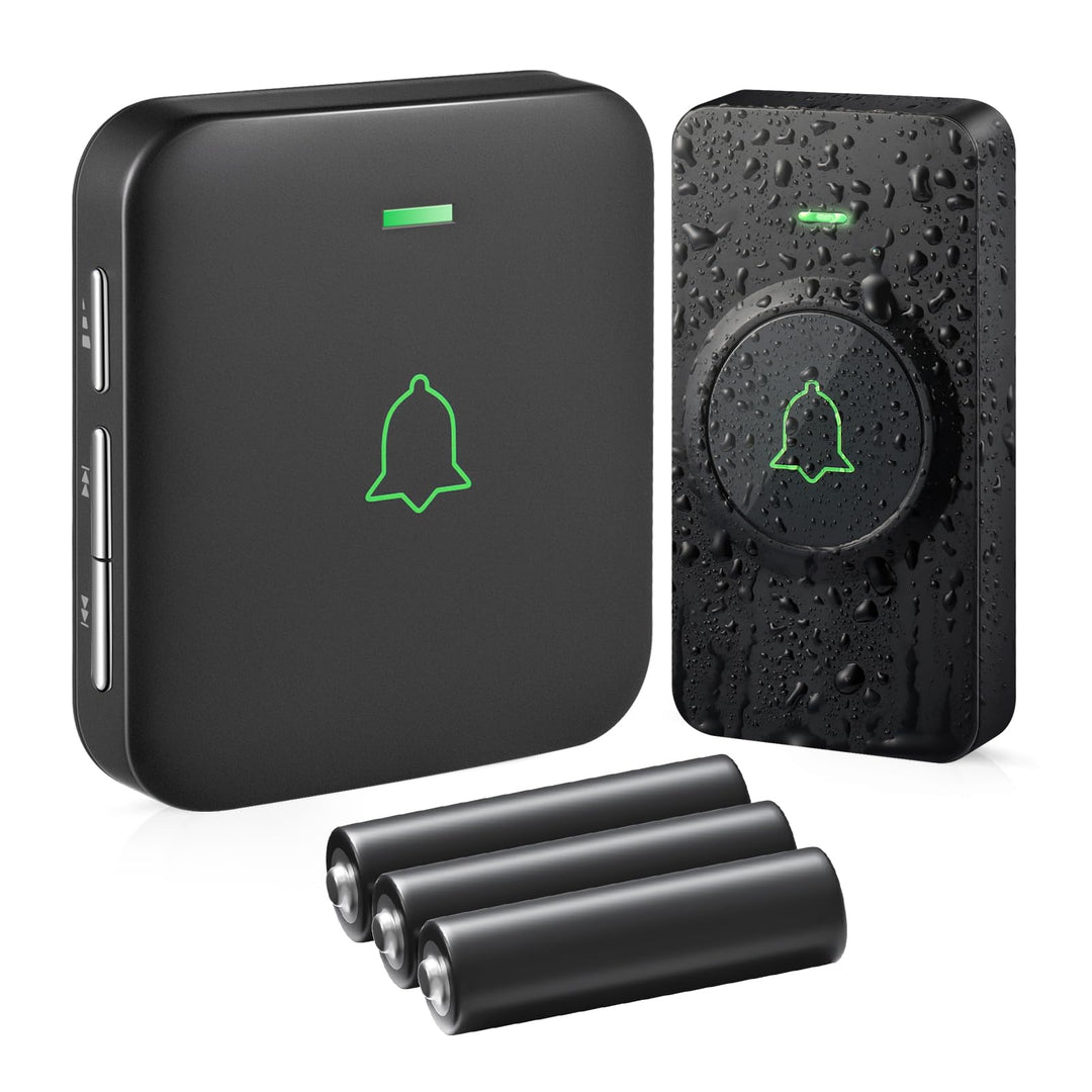 AVANTEK Kabellose Türklingel Batteriebetrieben, Mini Funkklingel 300M, IP55 Wasserdicht Elektronisch