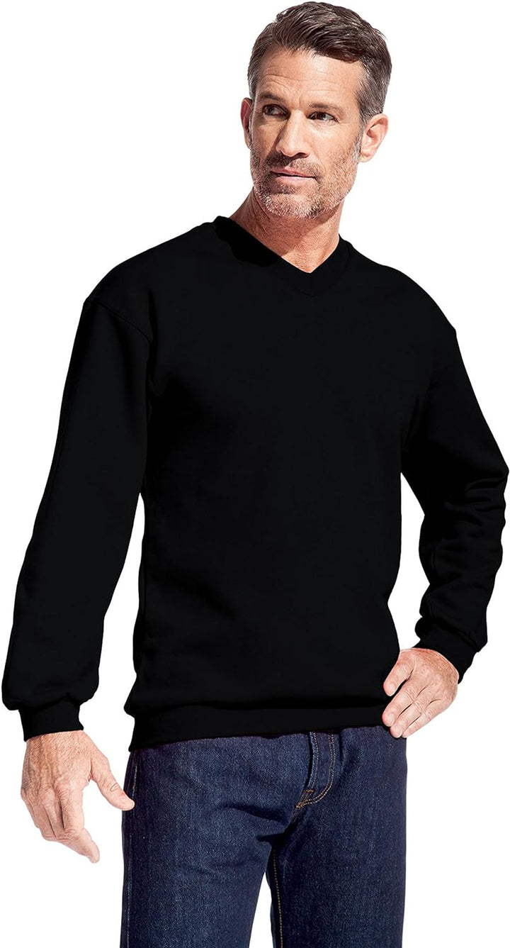 Premium V-Ausschnitt Sweatshirt Plus Size Herren, Schwarz, XXXL