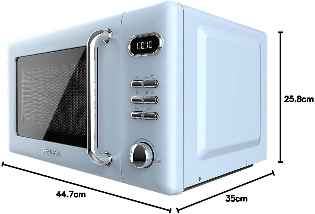 Cecotec Digitaler Mikrowellenherd mit Grill Proclean 5110 Retro Blue, 20L, 700W, 5 Stufen, 60 Min Ti